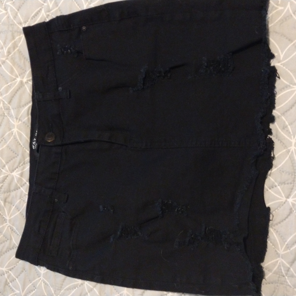 Distressed Jean Skirt L